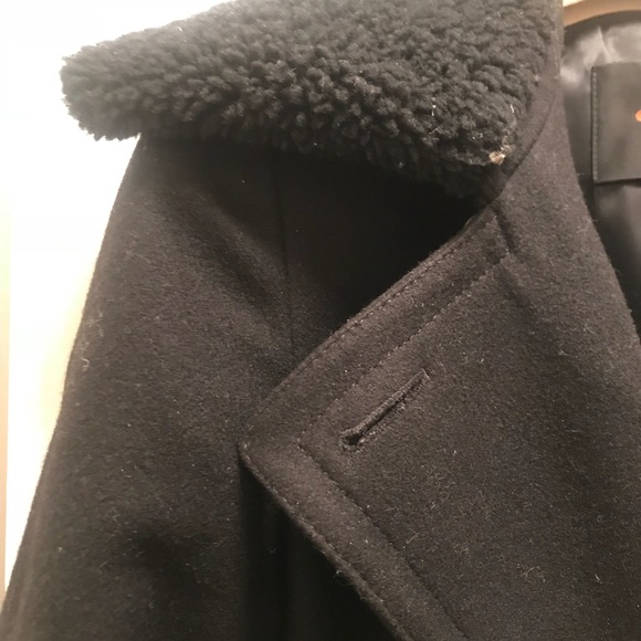 Coach Belted Wool Trench Coat With Shearling Collar - Picture 3 of 4